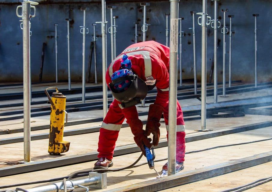 Construction specialist checking site installation quality
